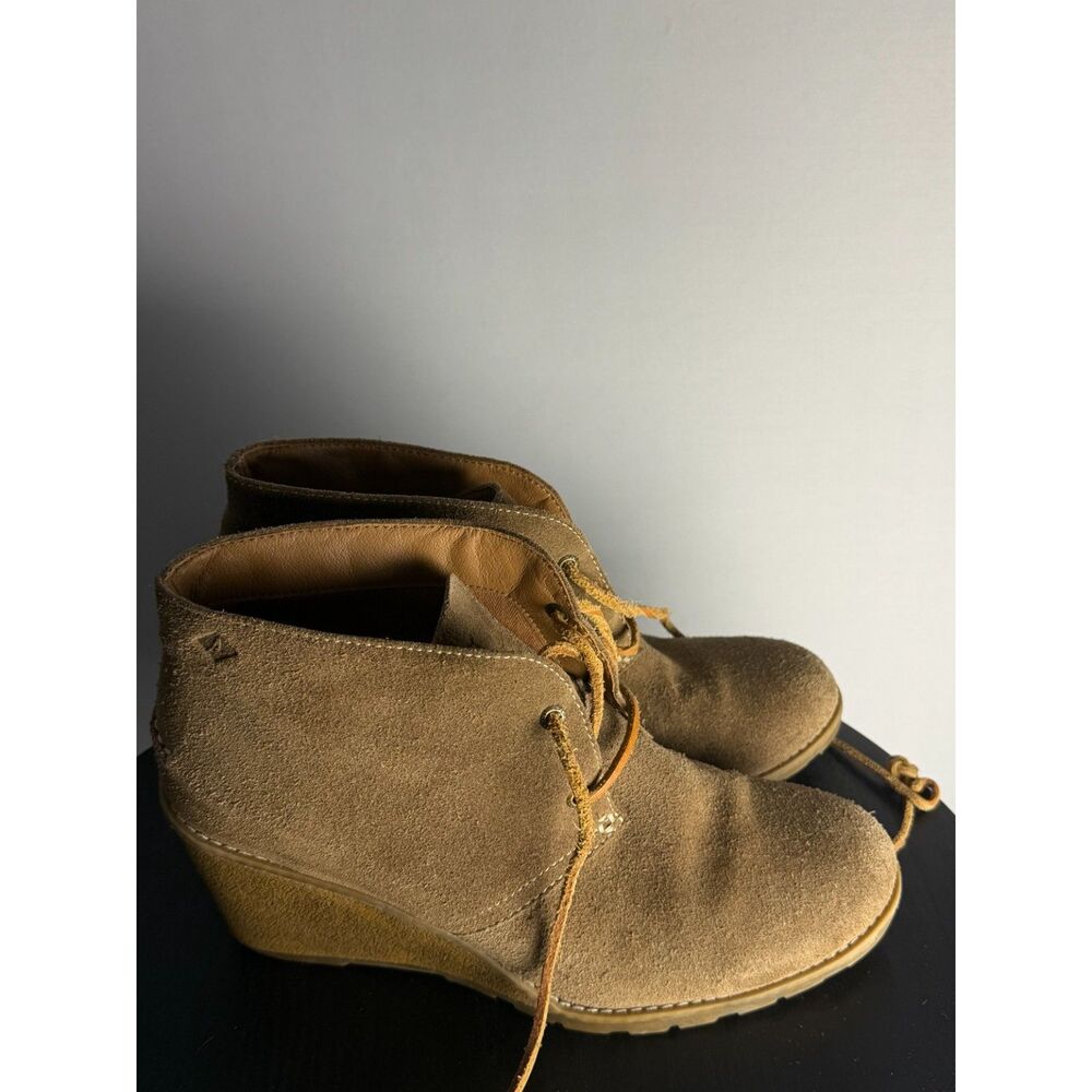 Sperry STS96139 Brown Suede Wedge Ankle Booties Women’s 9M Leather
